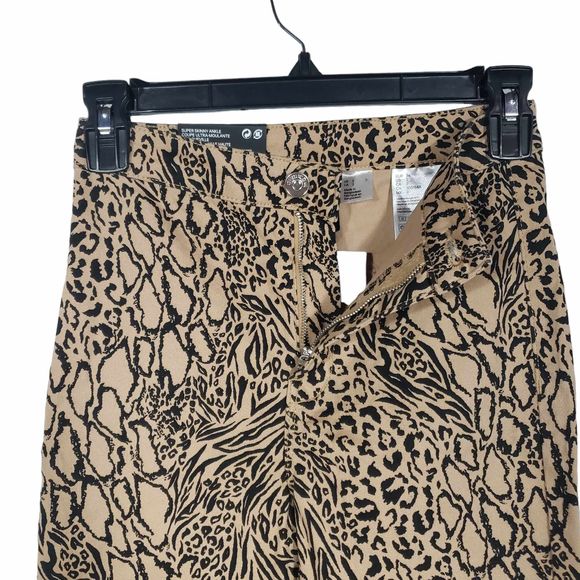 Divided by H&M size 2 Leopard Print Super Skinny Ankle Raw Hem Jeans Pants - Picture 2 of 9